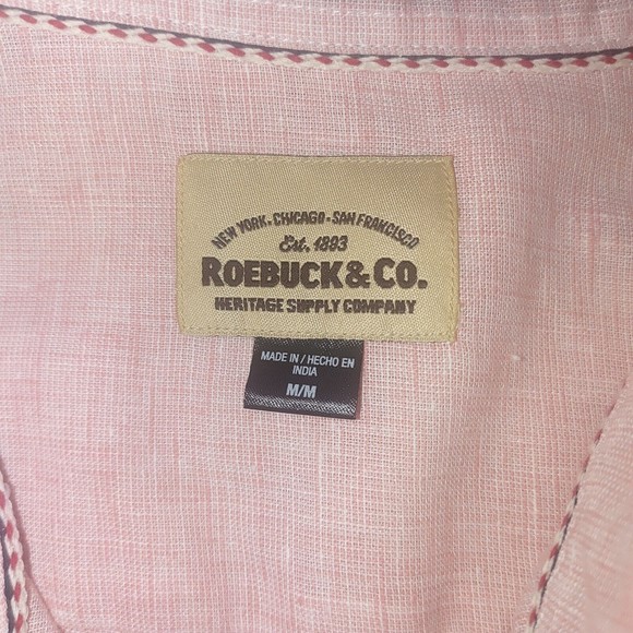 Roebuck & CO Men's Short Sleeve Button Up Shirt Men's Size Medium Pink NEW - Picture 3 of 6
